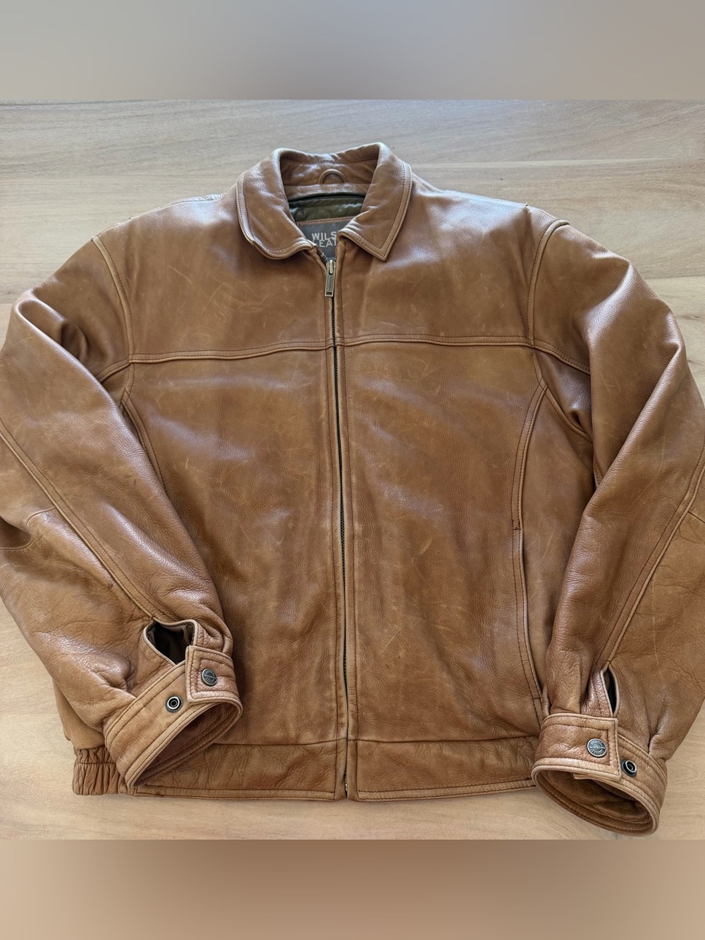 Wilson’s Leather Bomber Jacket Saddle Coat Brown Men’s Size Large Thinsulate